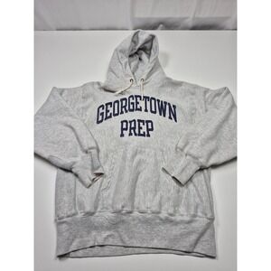 VTG Champion Hoodie Mens XL Gray Reverse Weave Georgetown Prep Made in USA